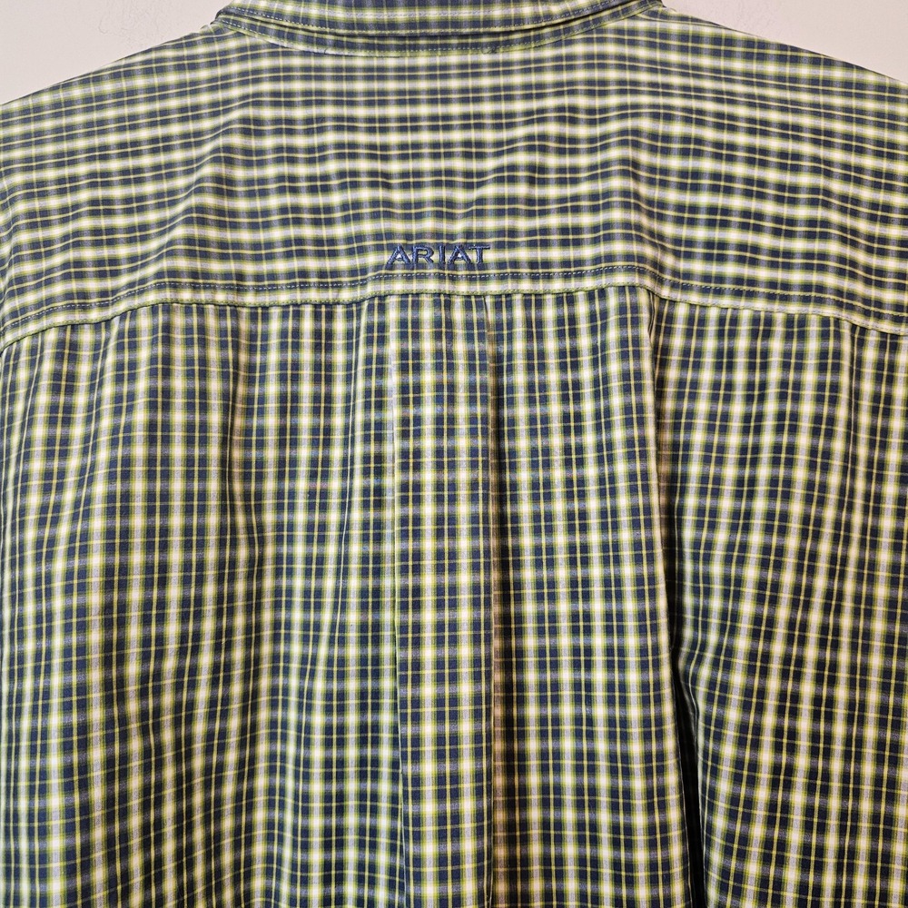 Men's Ariat Pro Series Green Plaid Button Down Shirt Size XXL - Picture 3 of 7